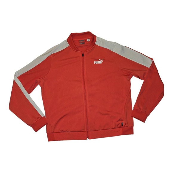 Puma Jackets & Blazers - Puma Full Zip Jacket Women's Large Pink White Pockets Stretch Running Active